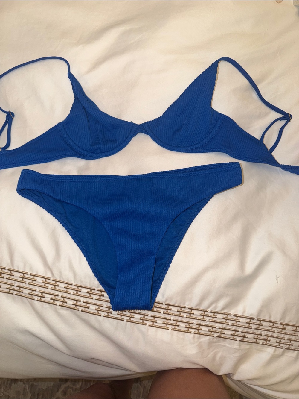 Hollister Cobalt Blue Ribbed Underwire Bikini Set